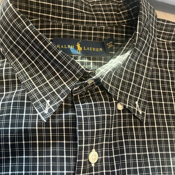 Ralph Lauren Men’s Big Plaid Casual Dress Shirt in Black and White size 3XB - Picture 13 of 14